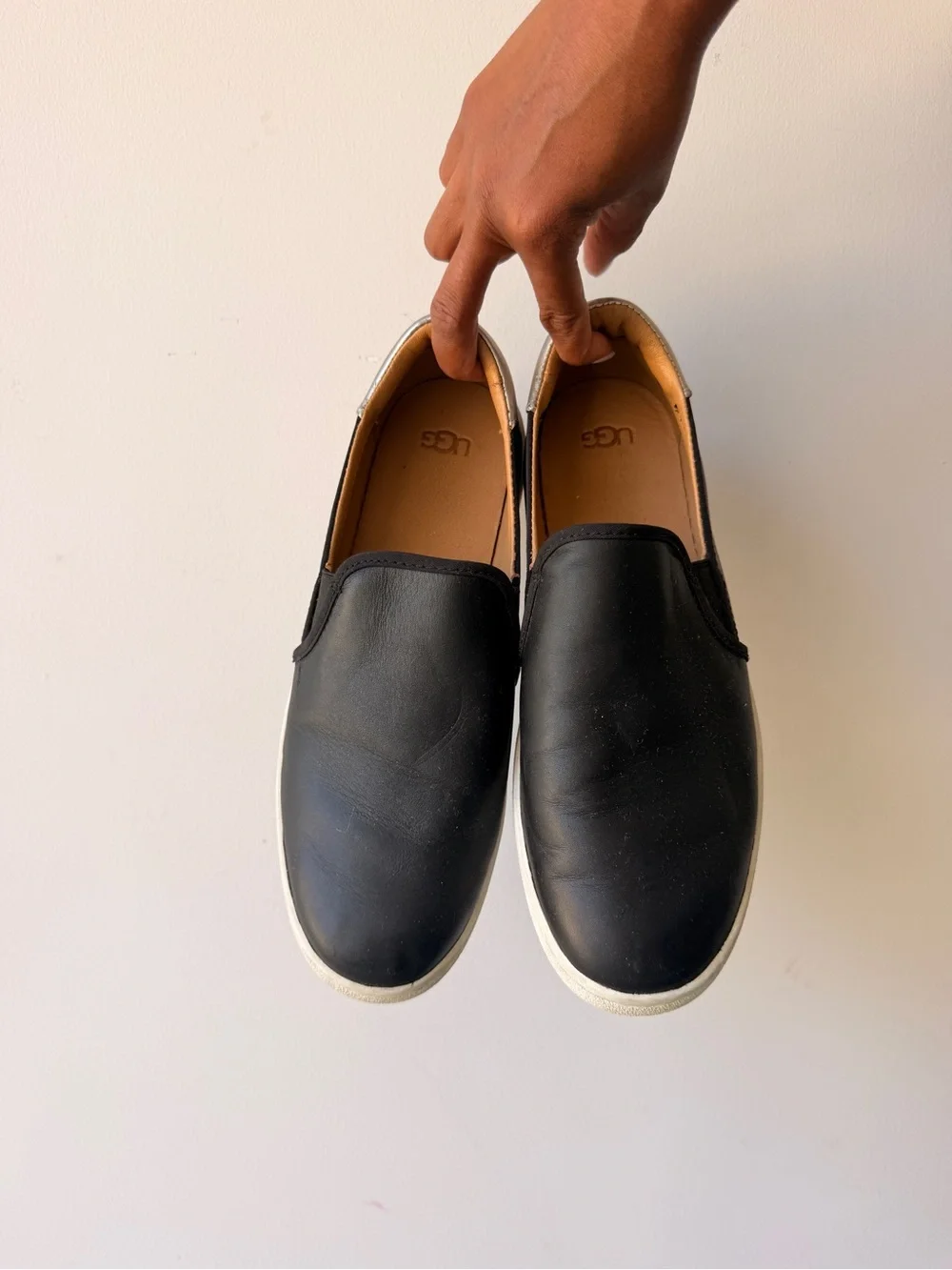 UGG Men's Black Leather Slip-On Loafers